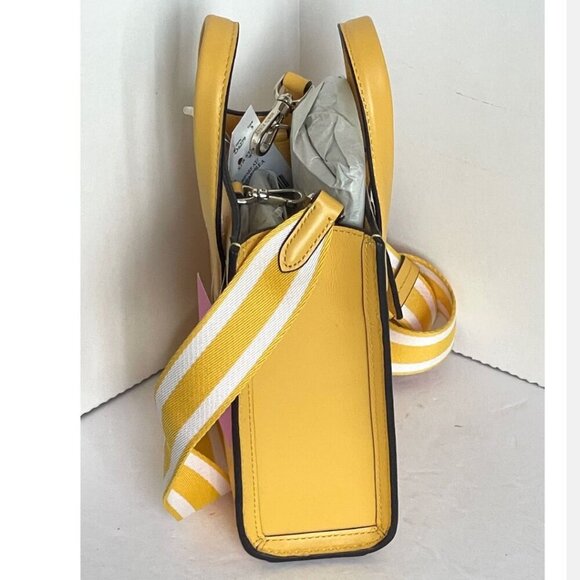 Kate Spade Mini Manhattan Tote Crossbody Yellow Leather Shoulder Bag Small - Picture 4 of 10